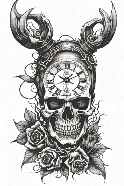 Skull With Time And Strenght Freedom Resilience Faith