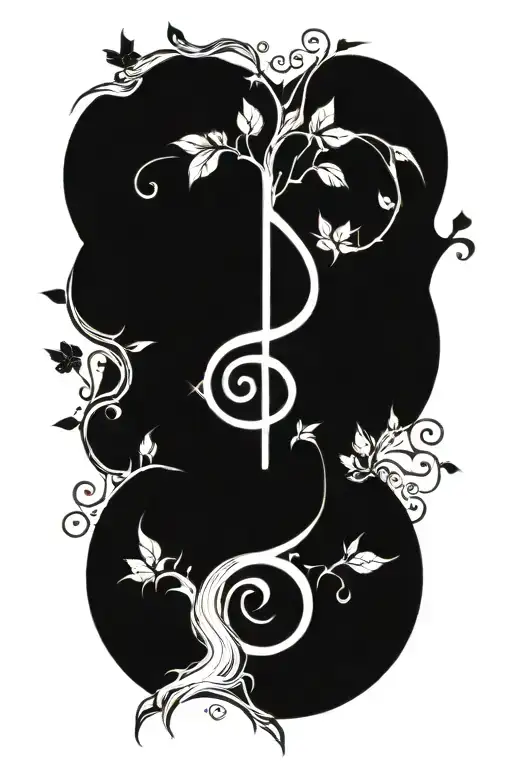 A Treble Clef As The Trunk Of A Tree With Branches Coming Off It