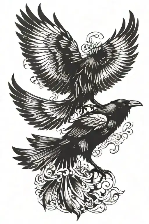A Raven With Spread Wings
