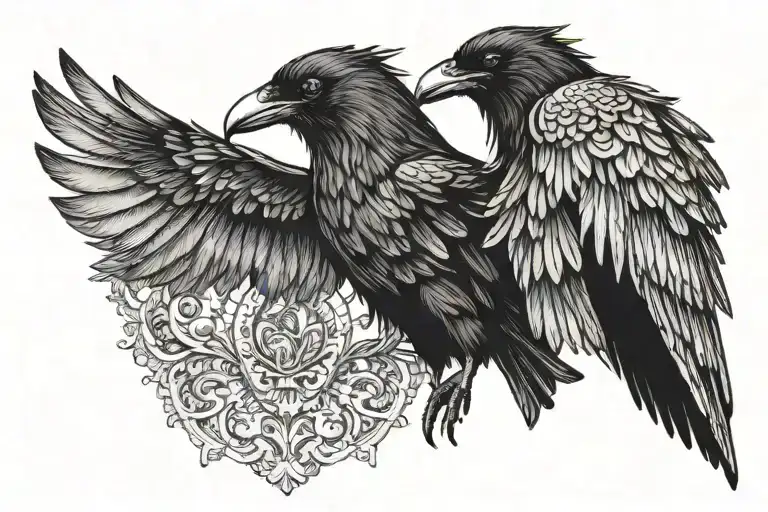 A Raven With Spread Wings