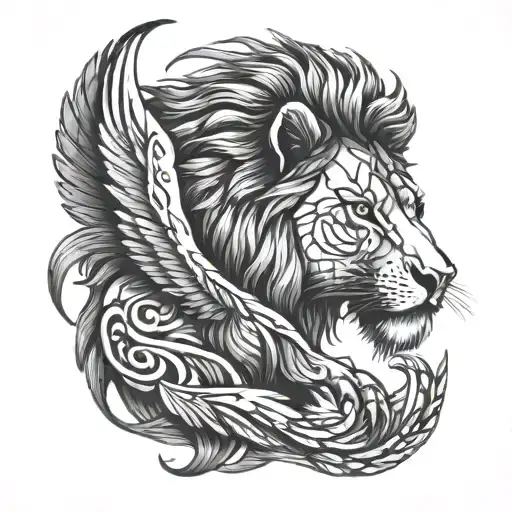 Lion With Wings Stretching