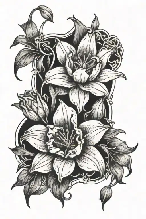 Tulips Rose And Lilies Intertwined