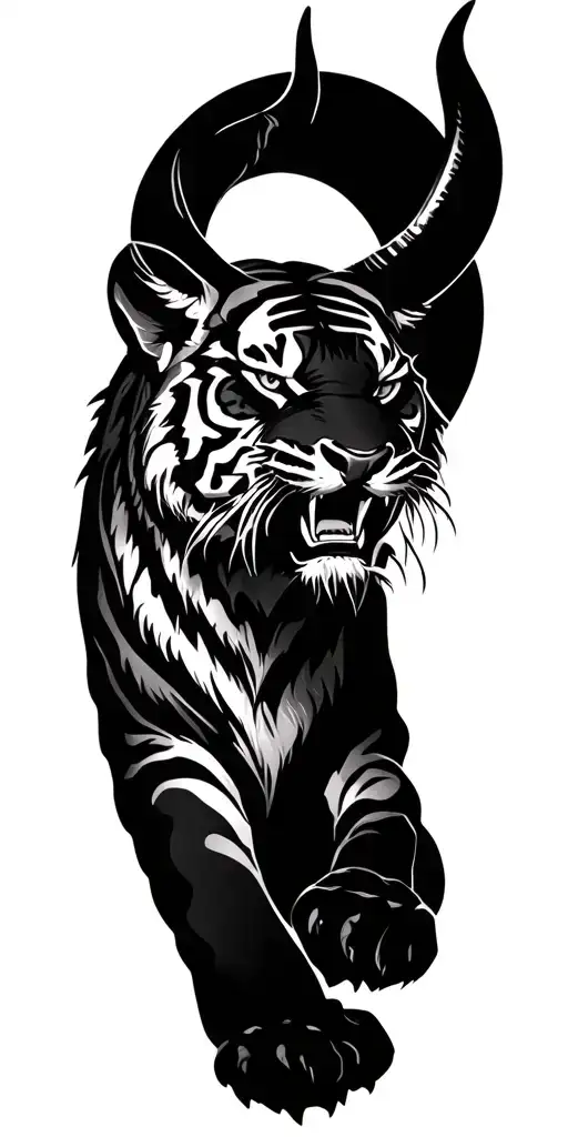 Angry Tiger With Ox Horns