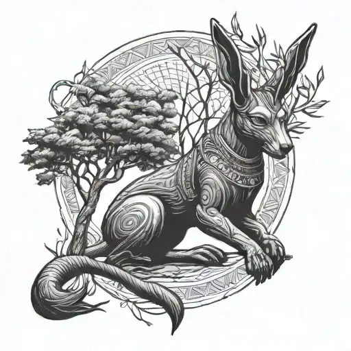 Anubis Holding A Willow Tree