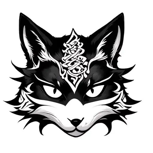 Half Kitsune Mask With Scroll