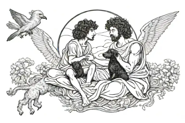Creation Of Adam Guy And Poodle Dog