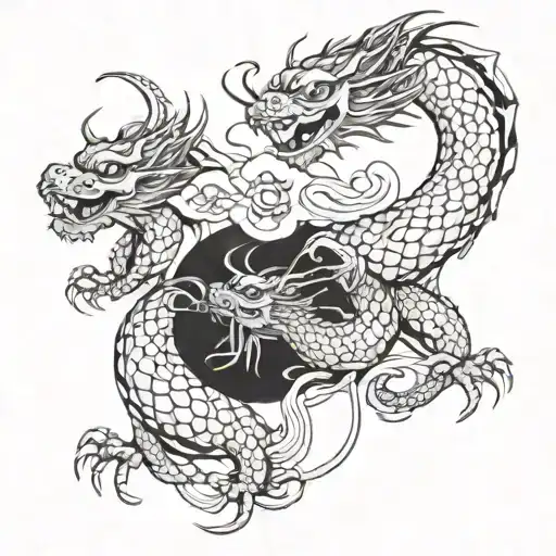 Combine Elements Of Vietnamese Art And Dragon Imagery In A Blackwork Tattoo Design