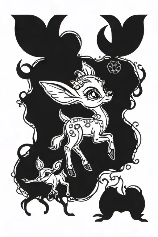 Bambi Theme Tattoo With Accessories From Other Disney Classics