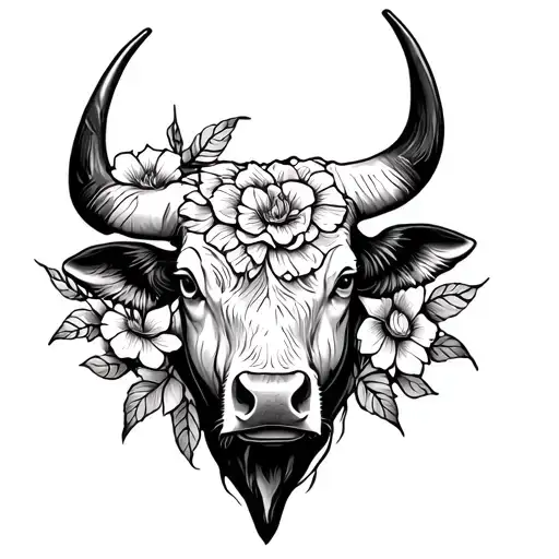 Bull With Flowers