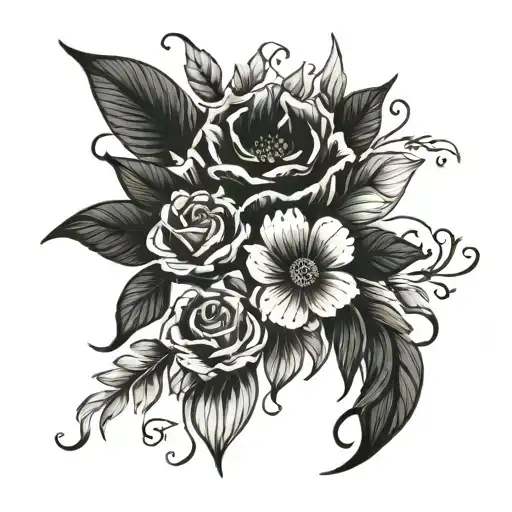 Flower Bouquet With Fire