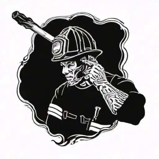 Firefighter Shooting His Head With Fingers And Smoke Instead Of Blood