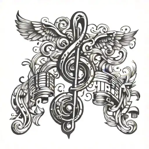 Incorporate A Stylized Caduceus Symbol Into A Design Representing The Healing Power Of Music