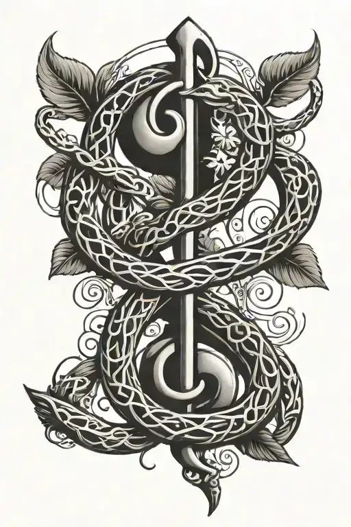 Caduceus And Treble Clef Snake
