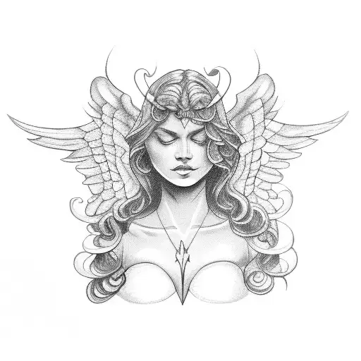 Angel Guard In A Sunset