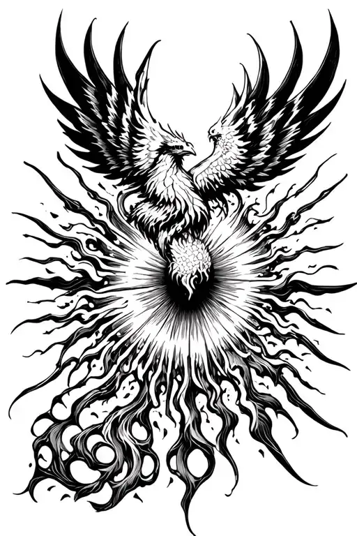 Phoenix Rising From Ashes Sun