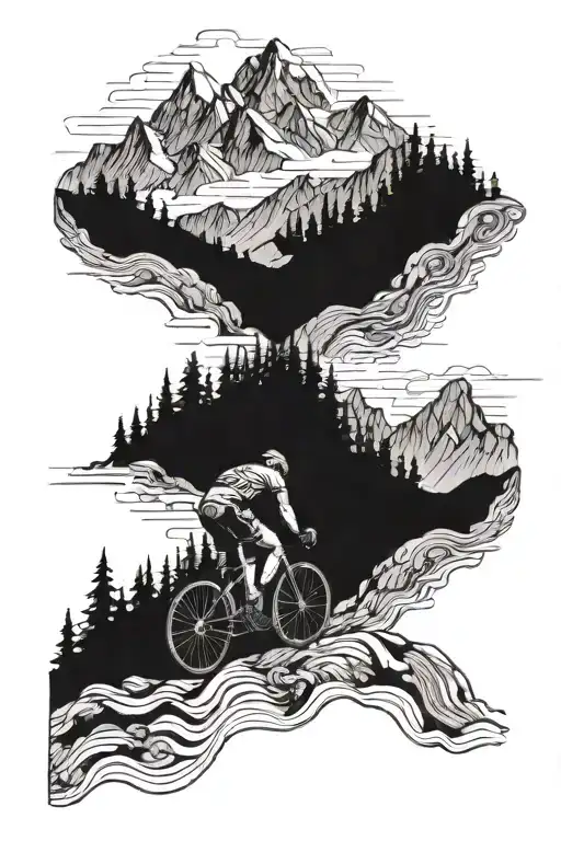 Cycling Race Descending Mountain Scene