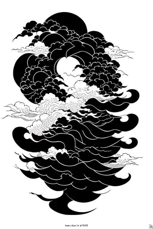 Japanese Cloud For Full Arm Sleeve Tattoo Featuring