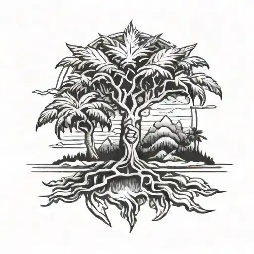 Yggdrassil Palm Tree Viking Tropical Island