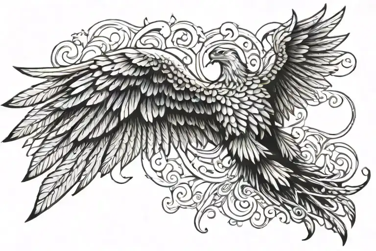 Griffin Wings Spread Forearm Tattoo With Background