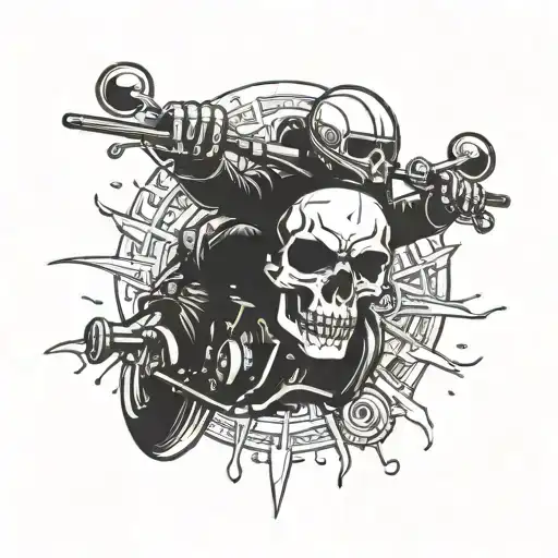 Motorcycle Riding Skull Goth