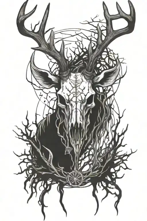 Buck Skull Fishing Between Antlers