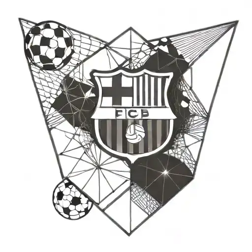 Incorporate The Barcelona Fc Logo Into A Geometric Football Pattern