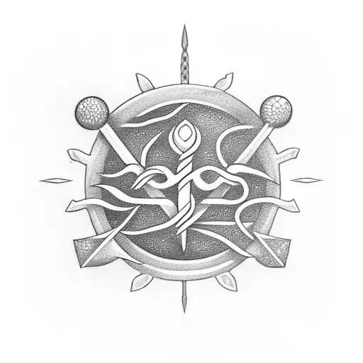 Trident With Water And Libra Symbol