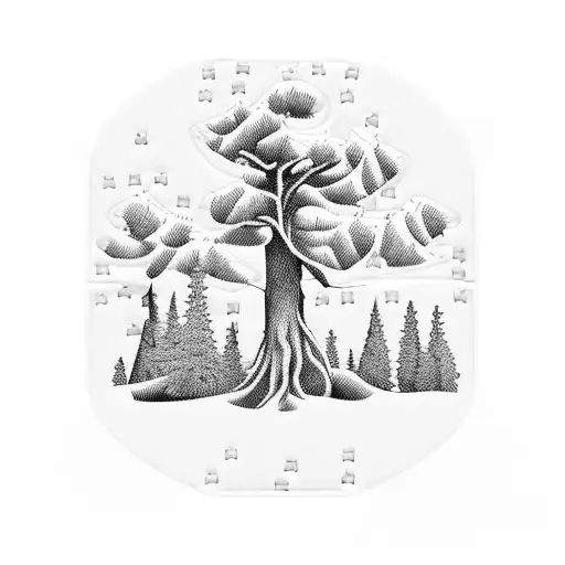 Autisme Puzzle Piece With A Little Pine Tree In It