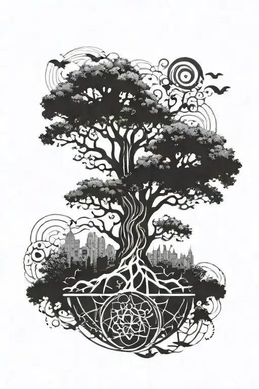 Tree Of Life Surrounded By Indiana Outline Forming