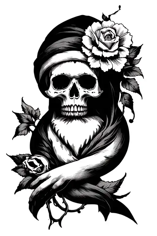Santa Muerte Skull Old School