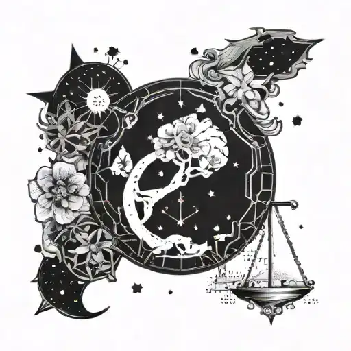 A Detailed Constellation Design Incorporating Elements Of Libra And Virgo Zodiac Signs