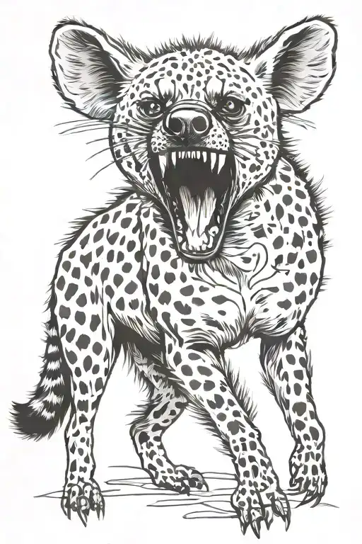 Female Spotted Hyena On Two Legs With A Bone Im Its Mouth