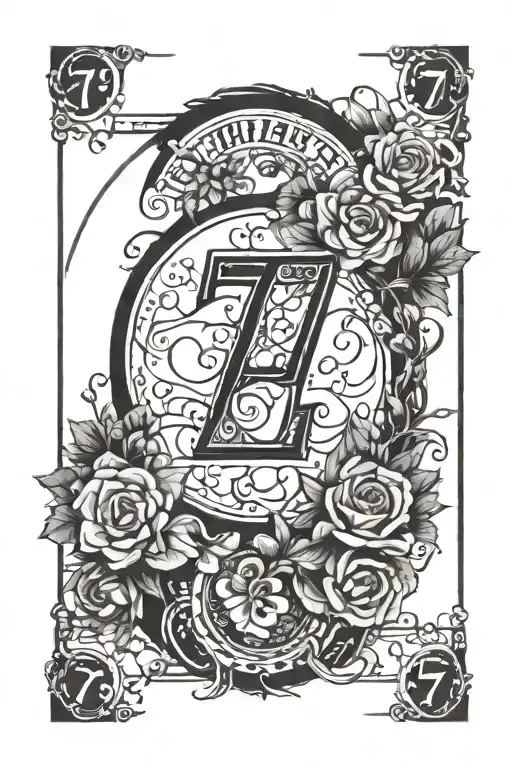 The Number 7 Inside A Circle Tattoo Design
