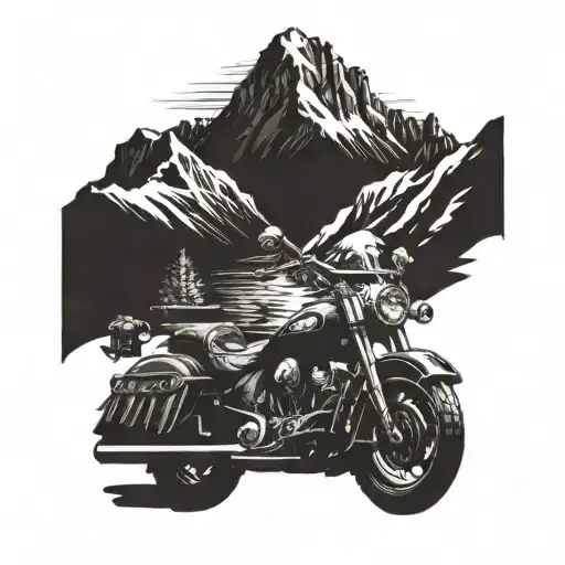 Large Mountain Range With An Indian Motorcycle In The Foreground