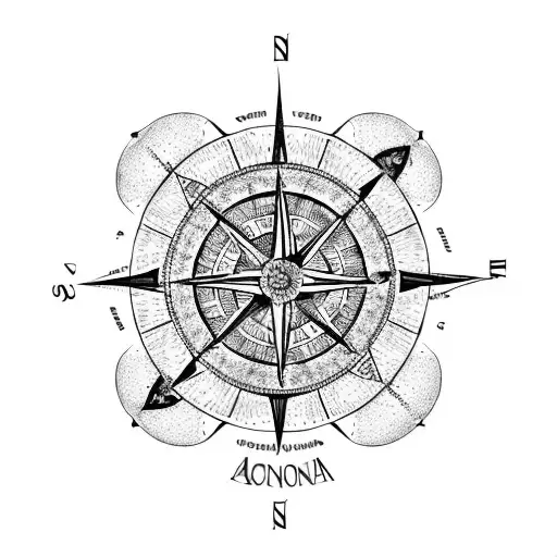 Old Fashioned Map Of The Continents With A Mandala Style Old Fashioned Compass