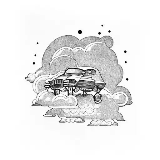 Lower Arm Sleeve Design With Clouds And Car Related