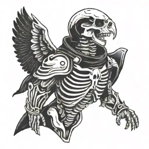 Skeleton Space Man With Eagle On His Shoulder