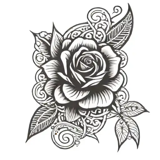 Cover Up Tribal Armband With Rose