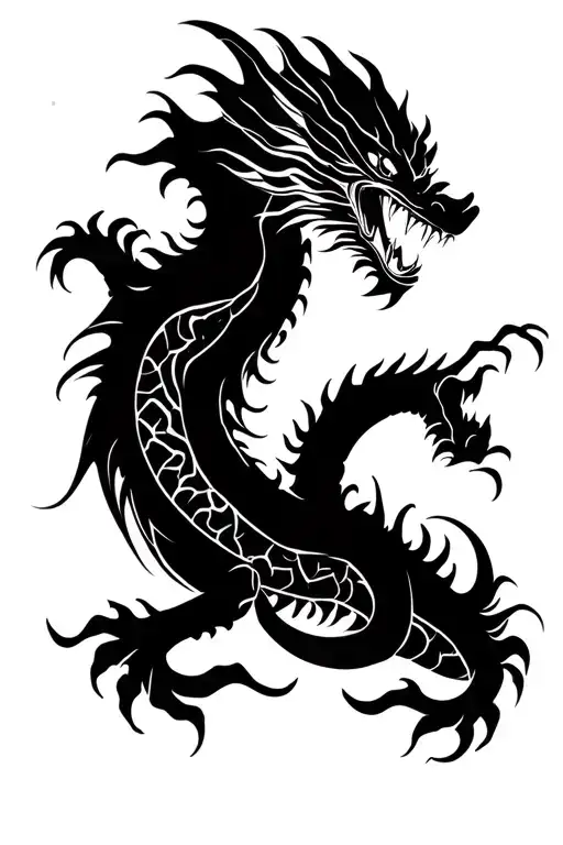 A Small Chinese Dragon Flying And Roaring