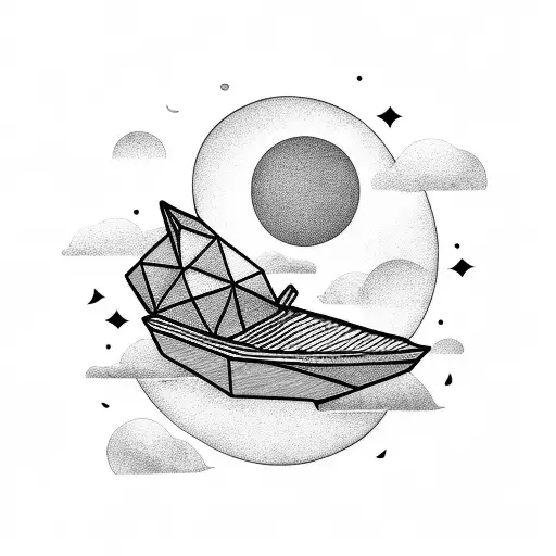 Origami Boat And Moon