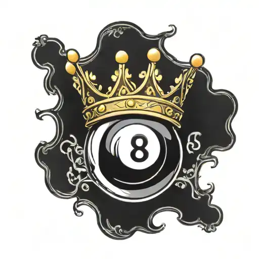 A Billiard 8 Ball With A Golden Crown