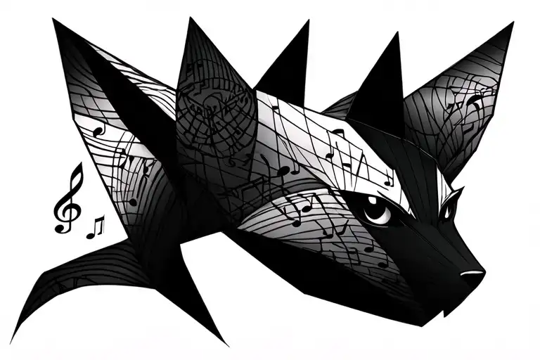 Origami Fox With Musical Notes