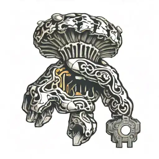 Broken And Seperated Hand Honling On A Key For A Brain Standing Infront Of It