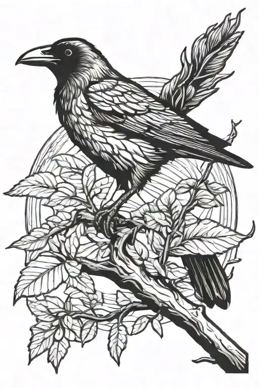 Crow On Top Of Branch