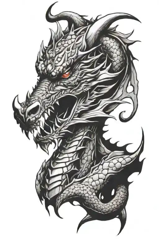 Dragon Face Emerging Centrically