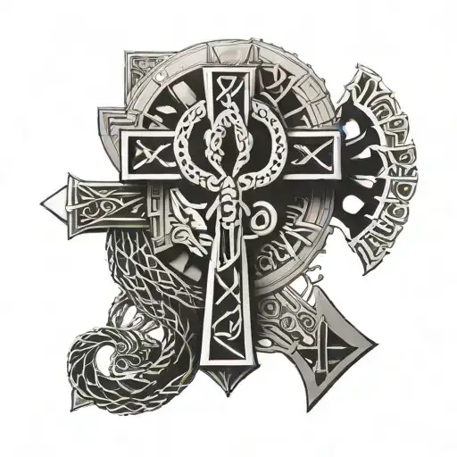 An Intricate Egyptian Ankh Symbol Intertwined With Gym Equipment