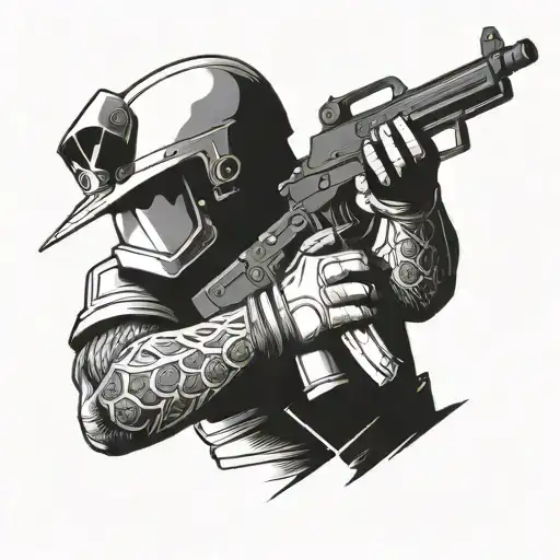 Achamenid Soldier Holding A Gun