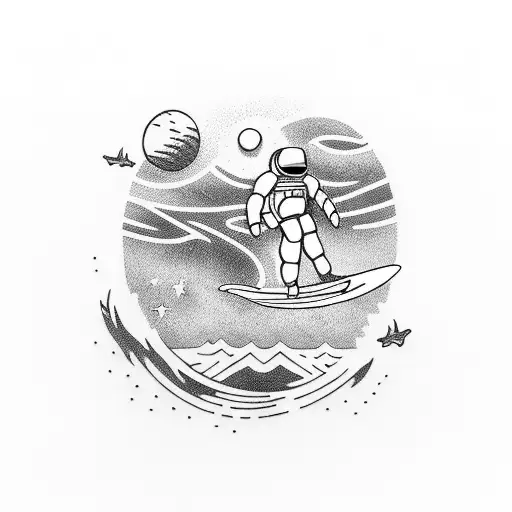 Astronaut Surfing A Wave