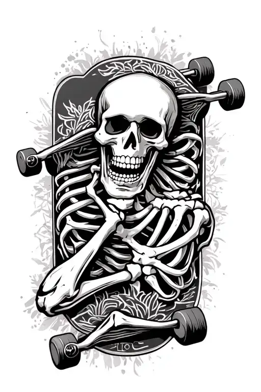 Skeleton Arm With Skateboard Deck