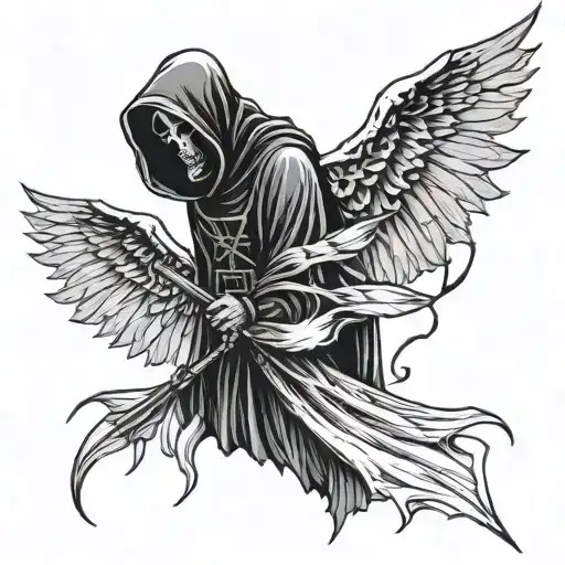 Grim Reaper With Sythe And Wings